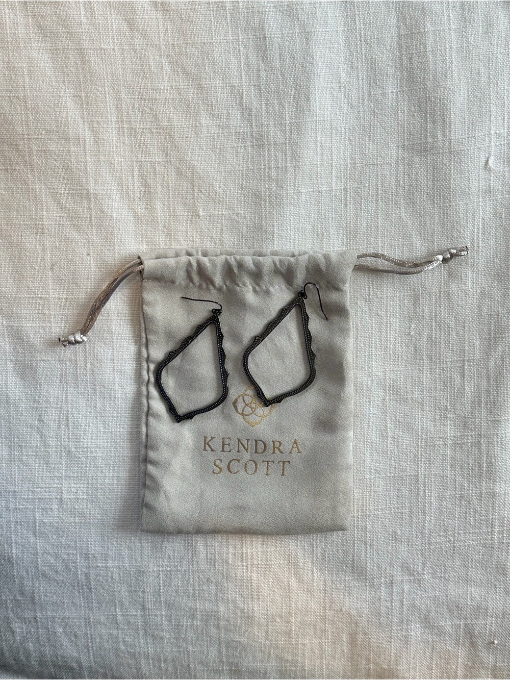 Kendra Scott Gunmetal Black Open Frame Teardrop Earrings